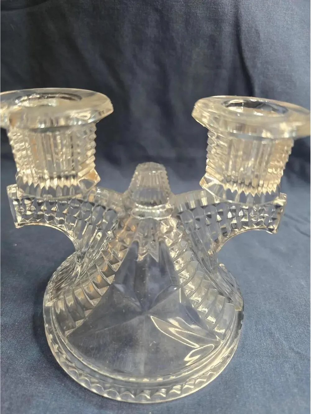 Set of Two Vintage 1930s Federal Glass Wigwam Double  Candleholders